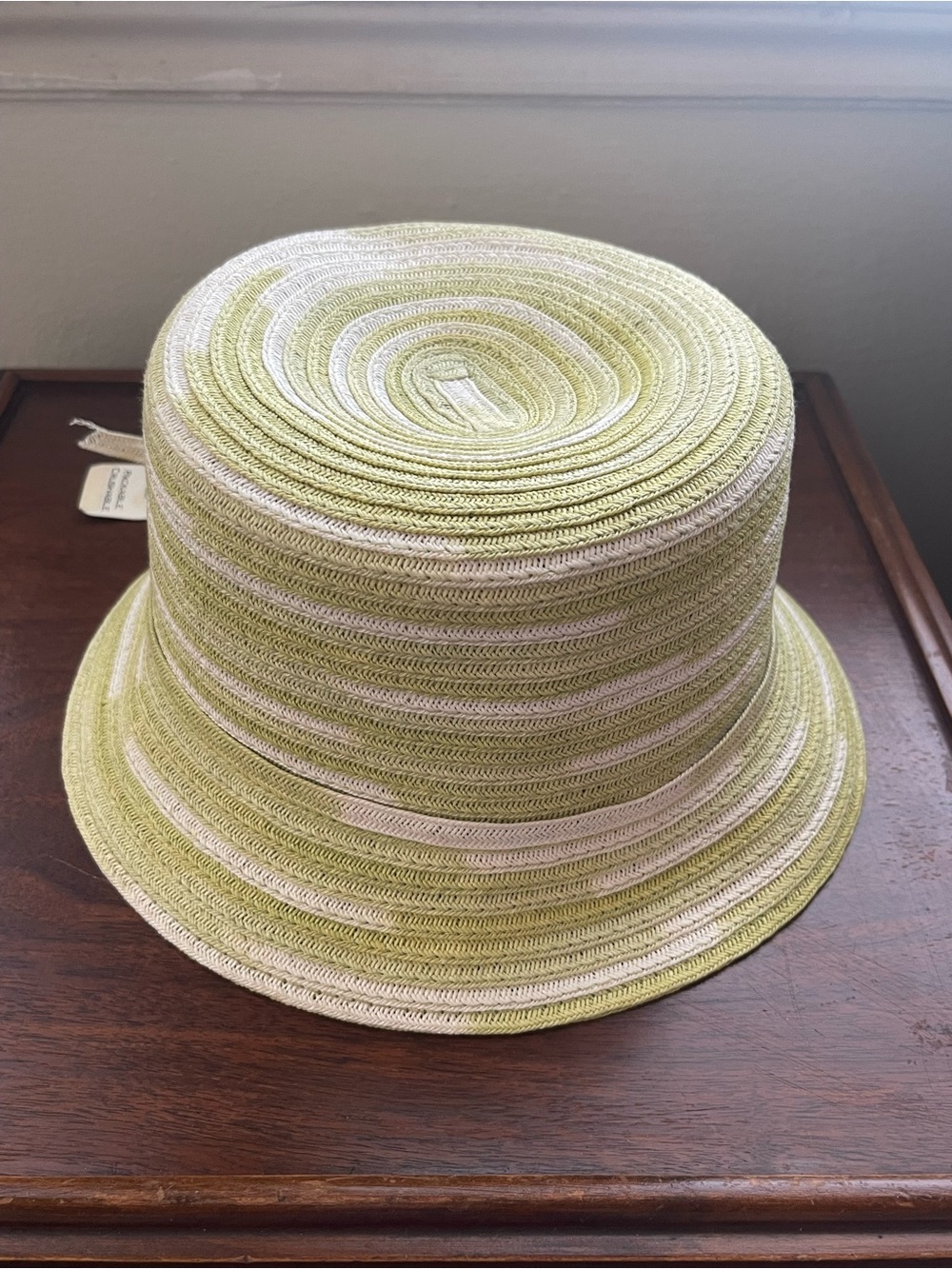 Unbranded Green and White Woven Bucket Hat - Lightweight